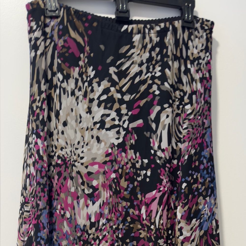East 5th Black and Pink Abstract A-Line Skirt XL